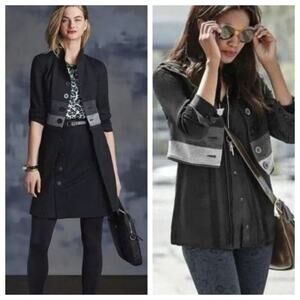 CAbi Women's 3176 Osaka Nights Convertible Zip Off Jacket Black Gray Size L